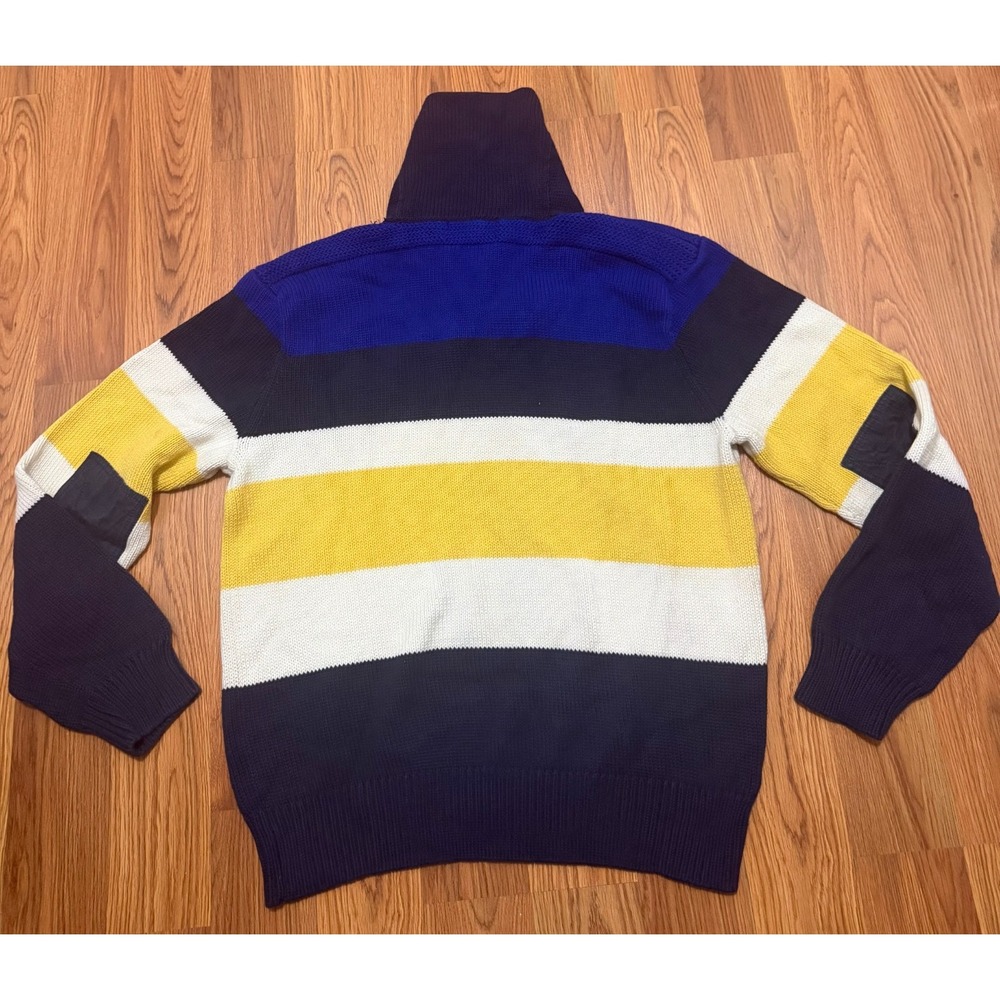 Polo Ralph Lauren Sweater Mens Extra Large Shawl Toggle Striped Cotton - Picture 12 of 12